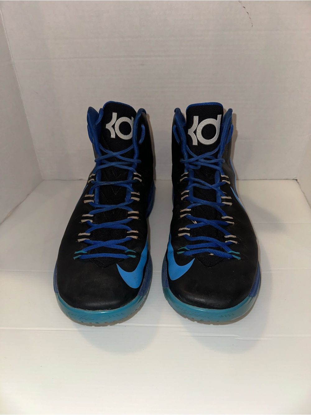 Nike Men's Black and Blue KD High-Top Basketball Shoes